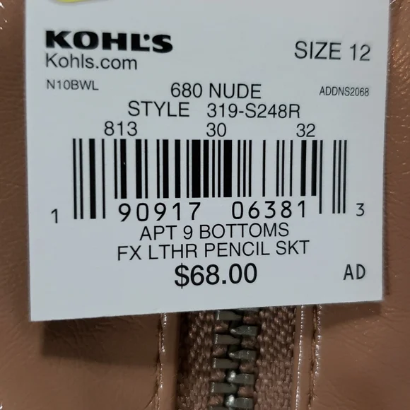 NEW CARA SANTANA X APT 9 Faux Leather Pencil Skirt front slit size 12 - Picture 4 of 8